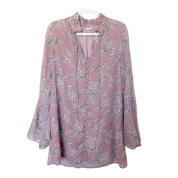 En Creme Button Front Detail Floral Mini Dress - Picture 5 of 13